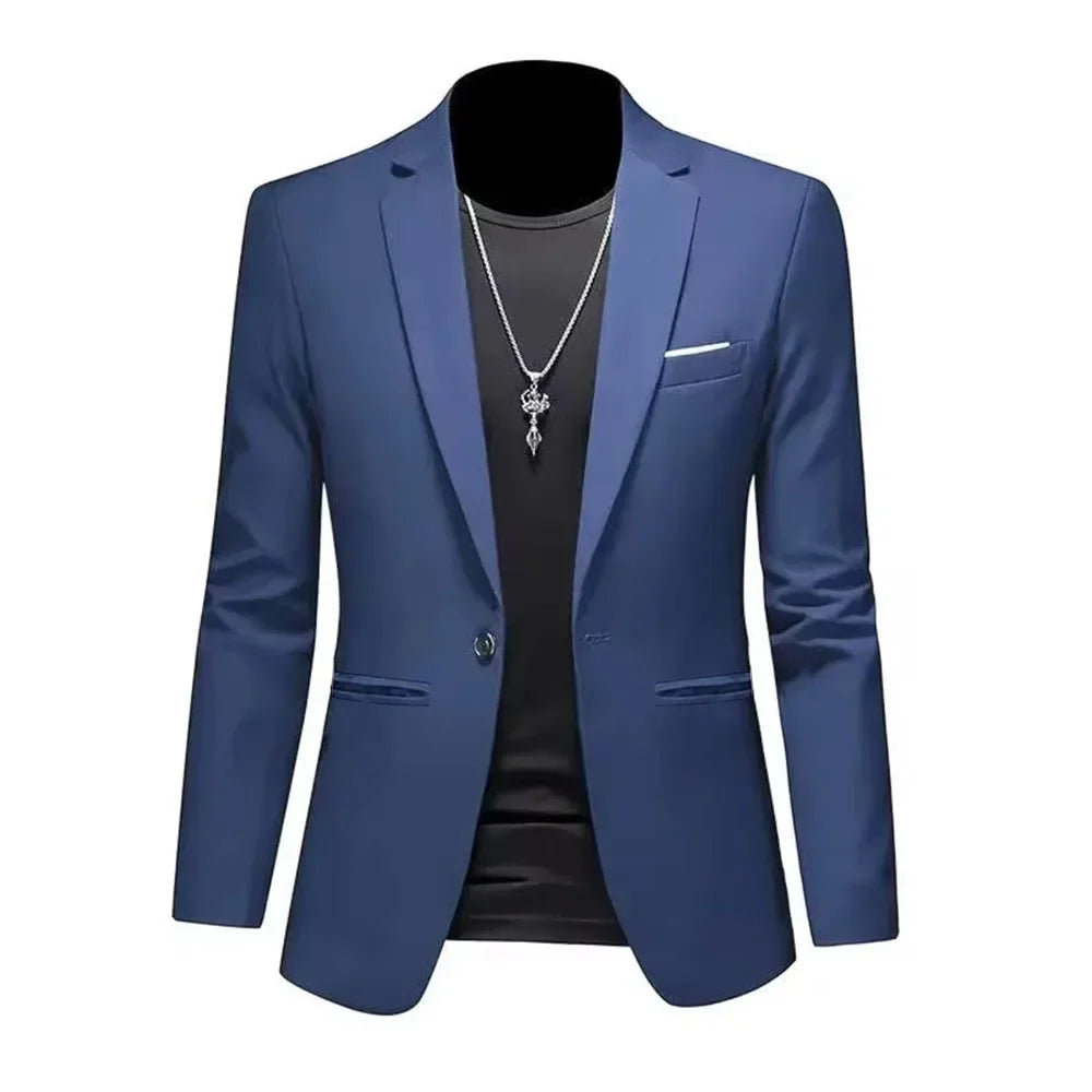 Men’s Slim Fit Blazer – Single-Breasted Casual Business Jacket