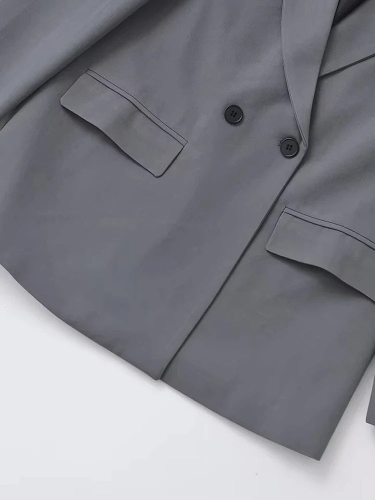 Women's Solid Double-Breasted Blazer