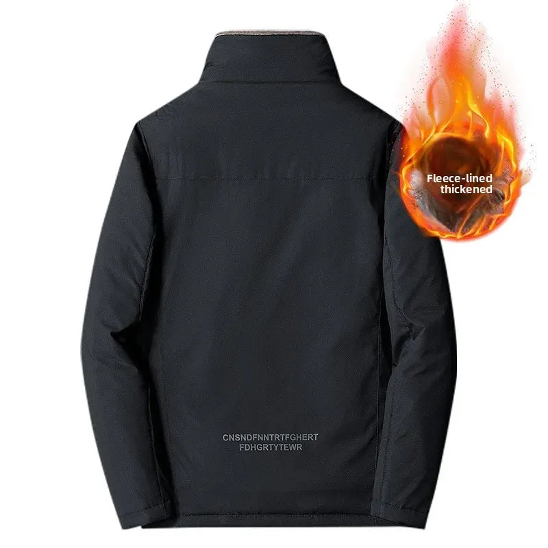 Men’s Fleece Jacket – Casual Collared Outdoor Coat for Autumn & Winter