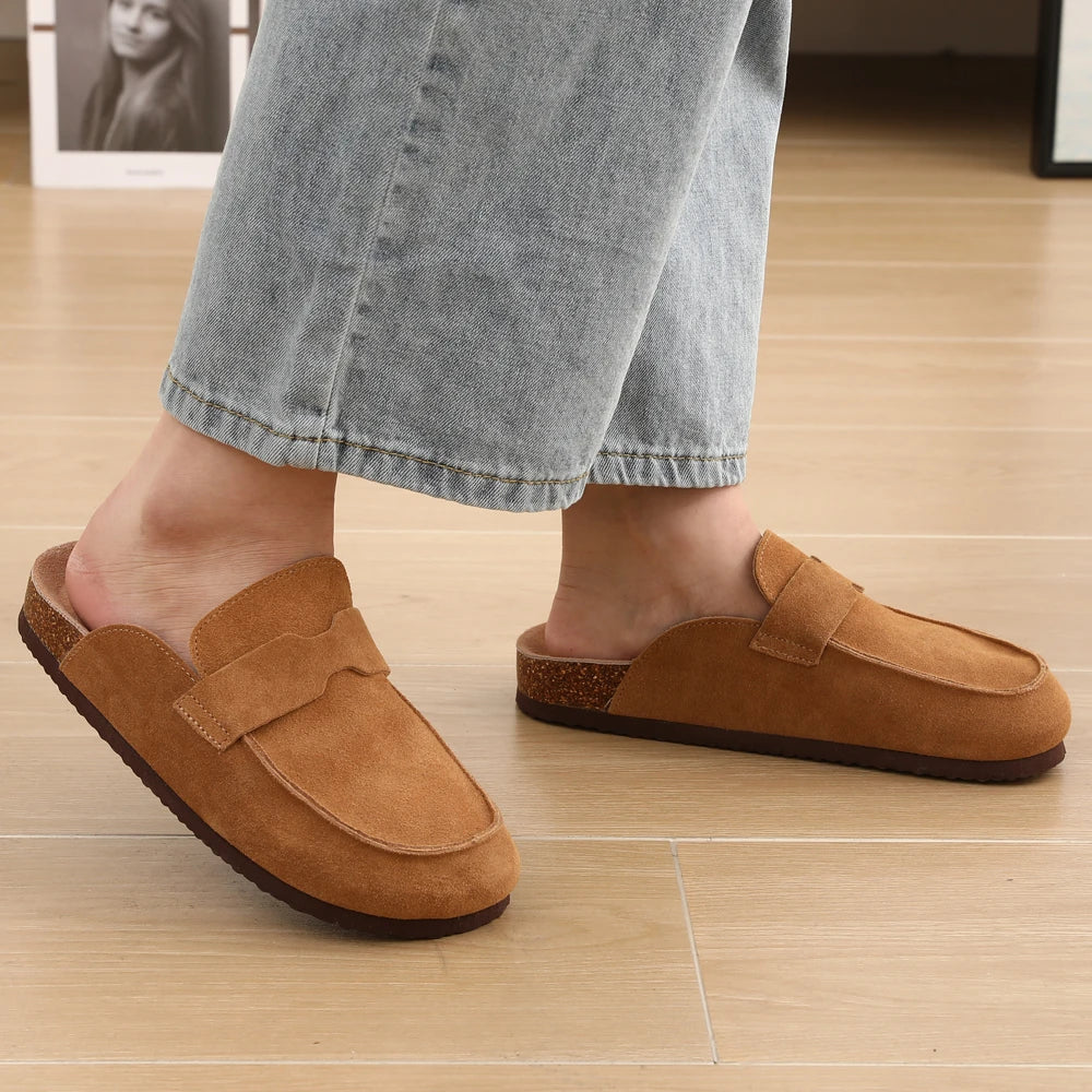 Sophia Pantoletten aus Kork-Wildleder
