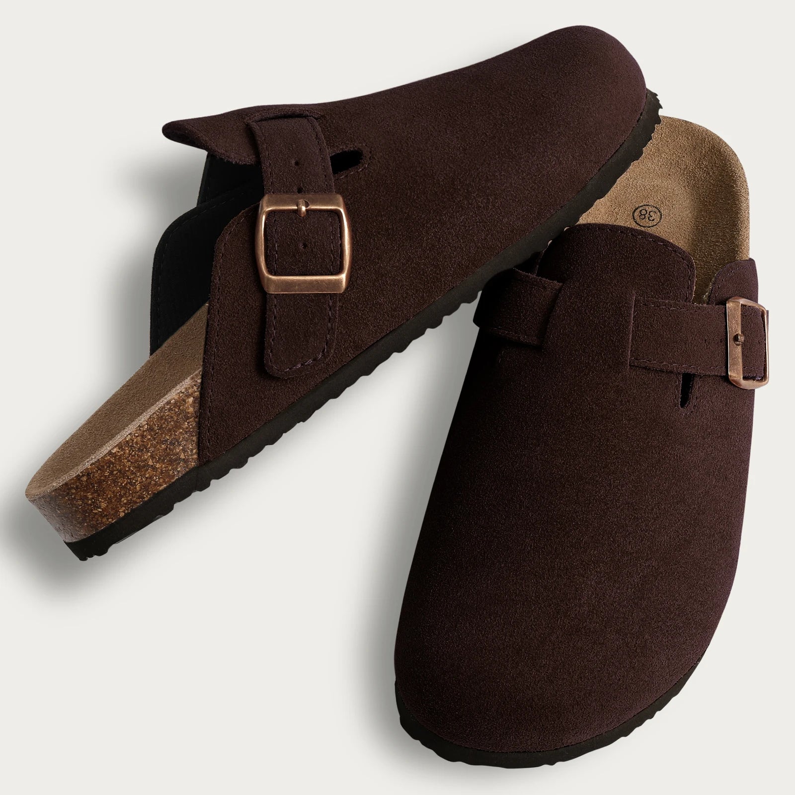 Sophia Pantoletten aus Kork-Wildleder