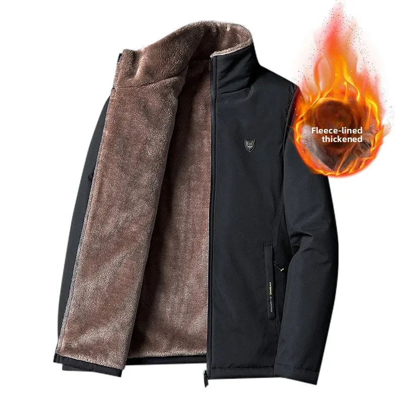 Men’s Fleece Jacket – Casual Collared Outdoor Coat for Autumn & Winter
