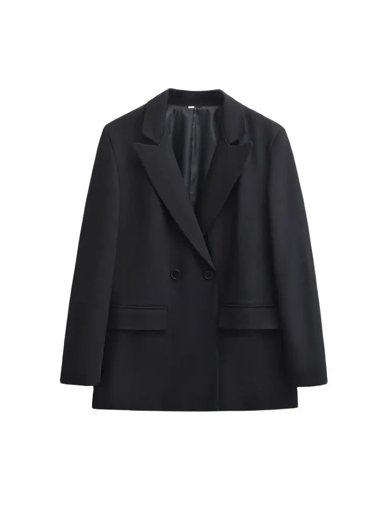 Women's Solid Double-Breasted Blazer