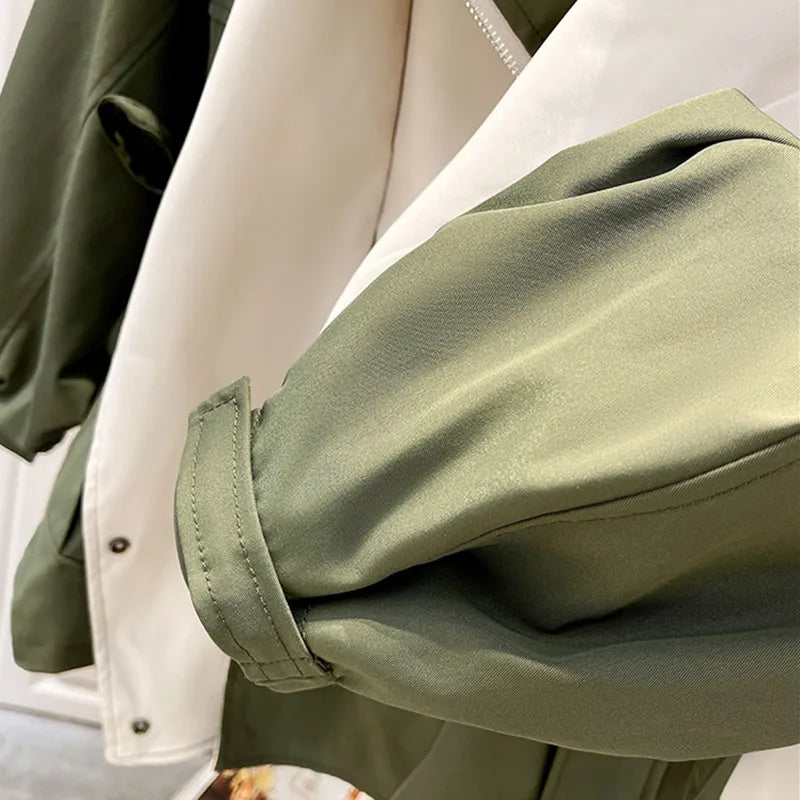 Women's Patchwork Long Trench Coat