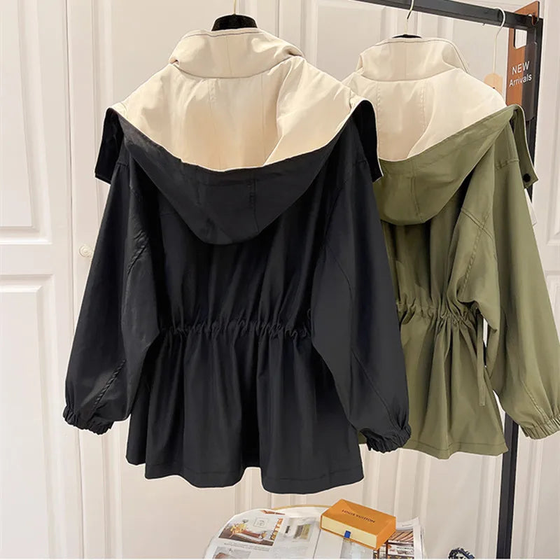 Women's Patchwork Long Trench Coat