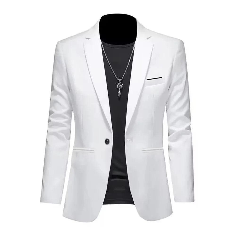 Men’s Slim Fit Blazer – Single-Breasted Casual Business Jacket