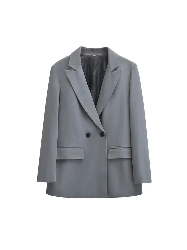 Women's Solid Double-Breasted Blazer
