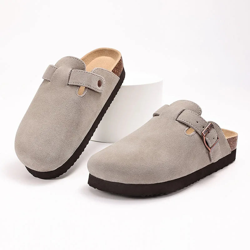 Sophia Pantoletten aus Kork-Wildleder