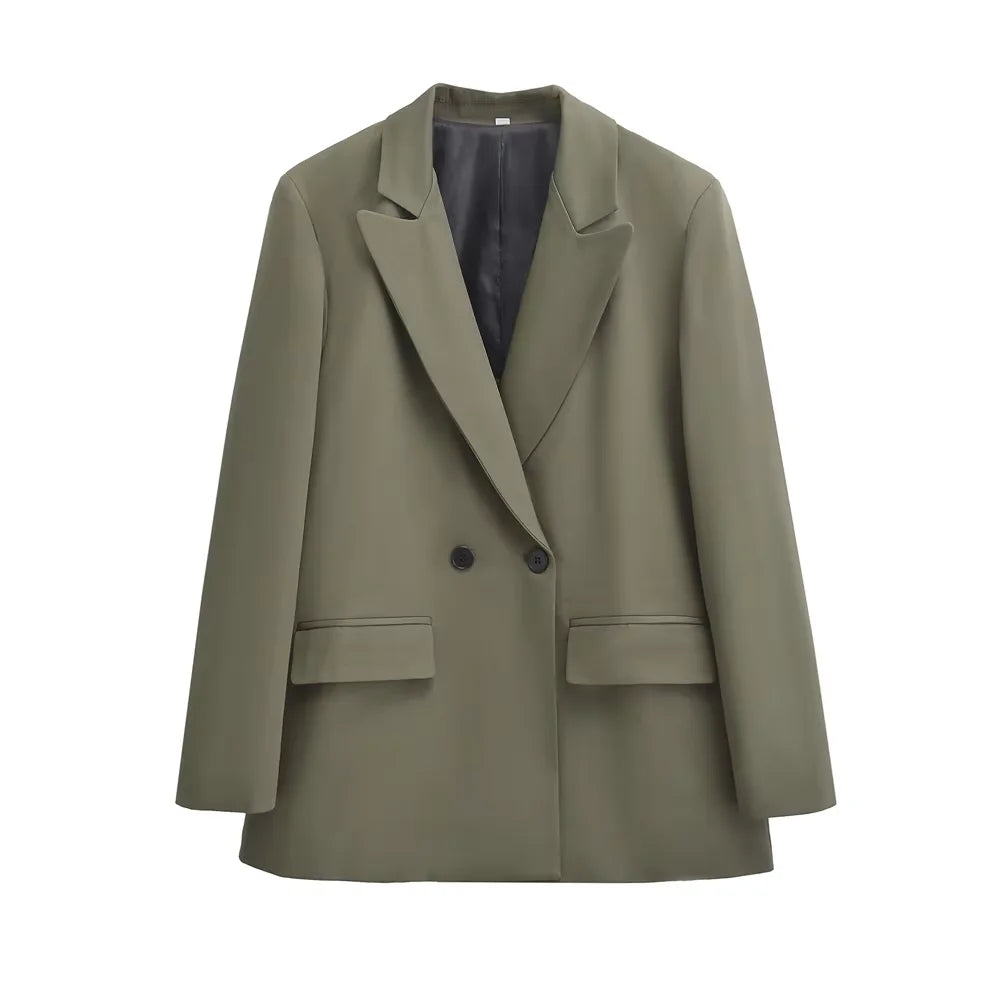 Women's Solid Double-Breasted Blazer