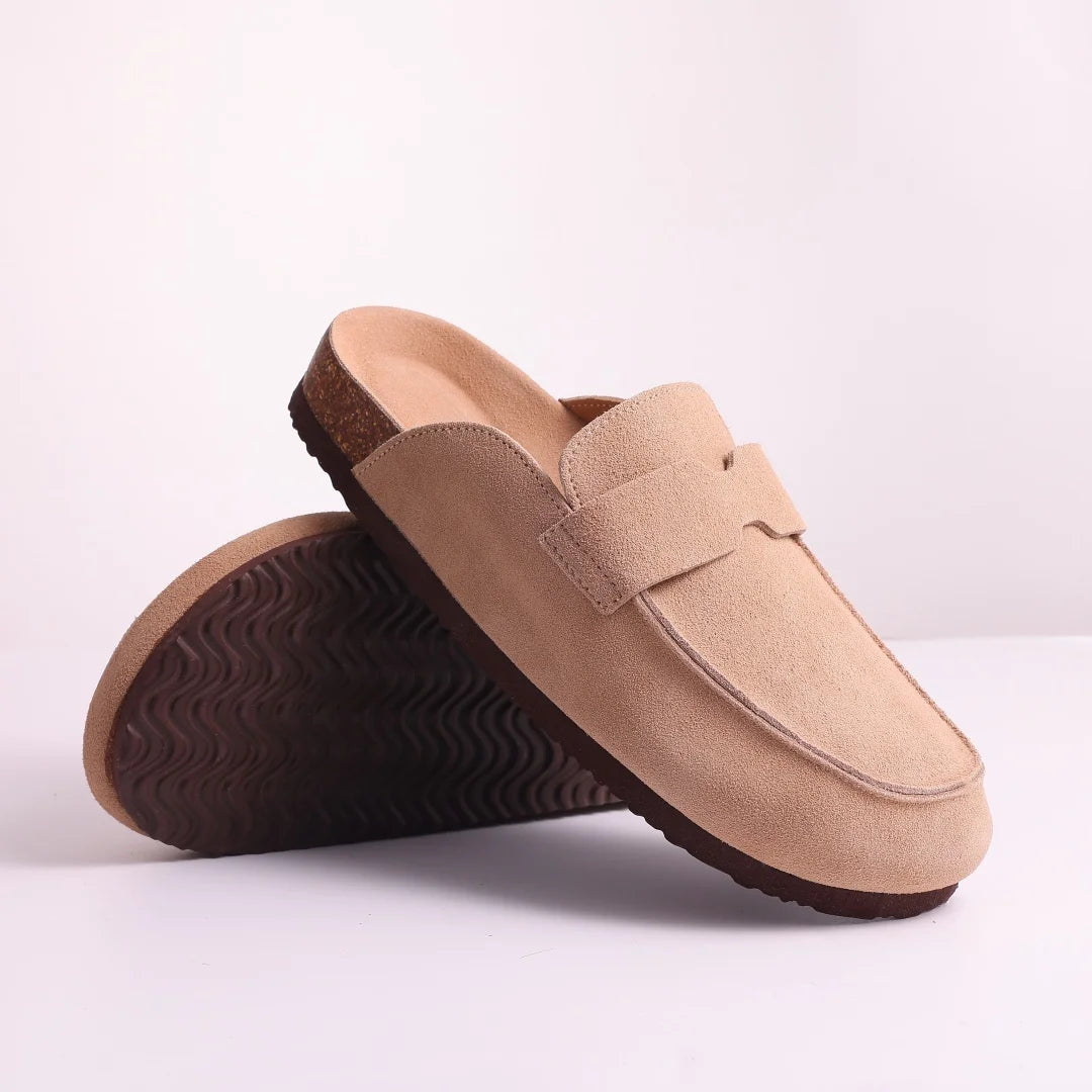 Sophia Pantoletten aus Kork-Wildleder