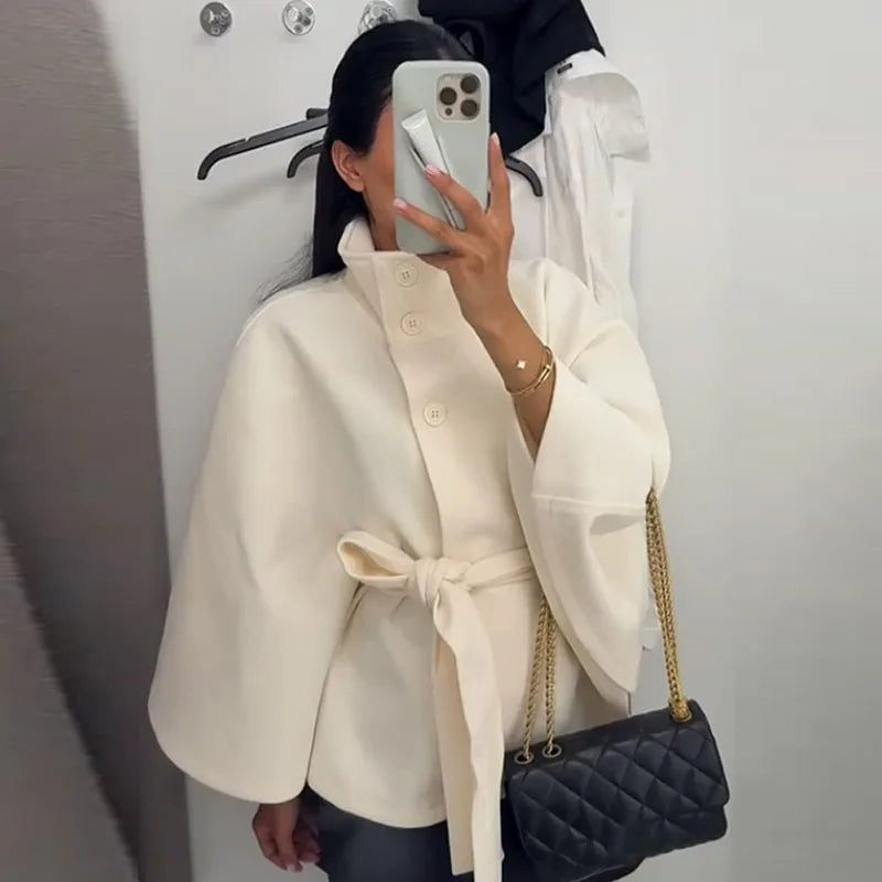Wool Single-Breasted Short Coat
