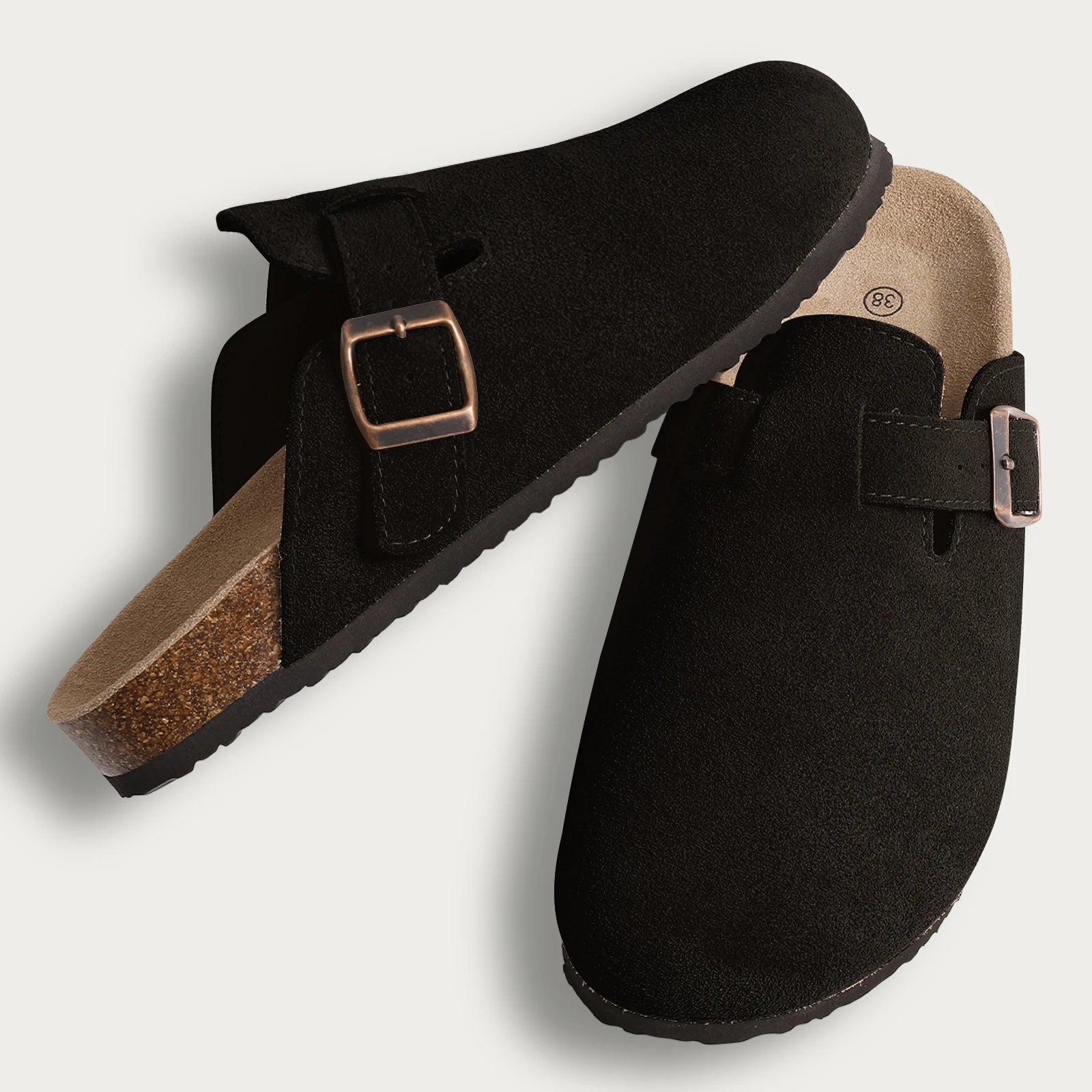 Sophia Pantoletten aus Kork-Wildleder