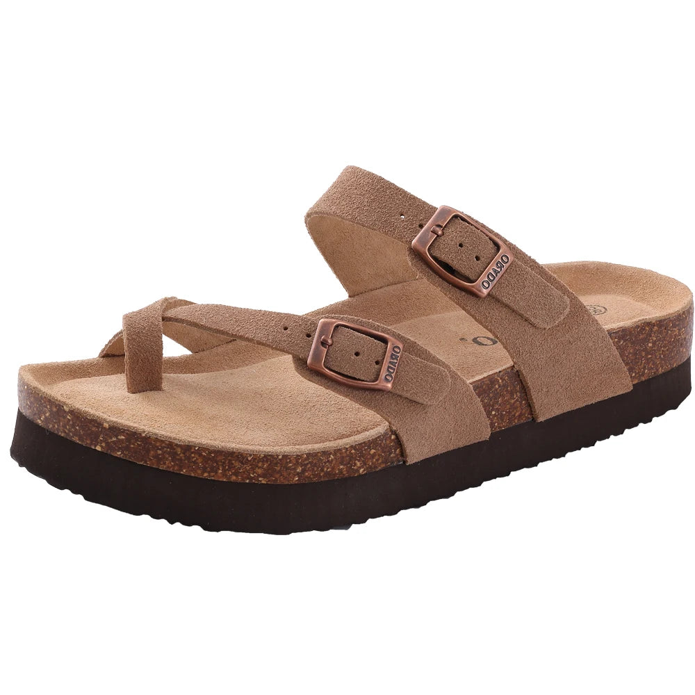 Sophia Pantoletten aus Kork-Wildleder