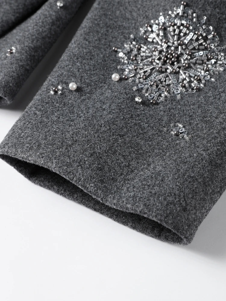 Women’s Woolen Coat – Floral Casual Winter Jacket