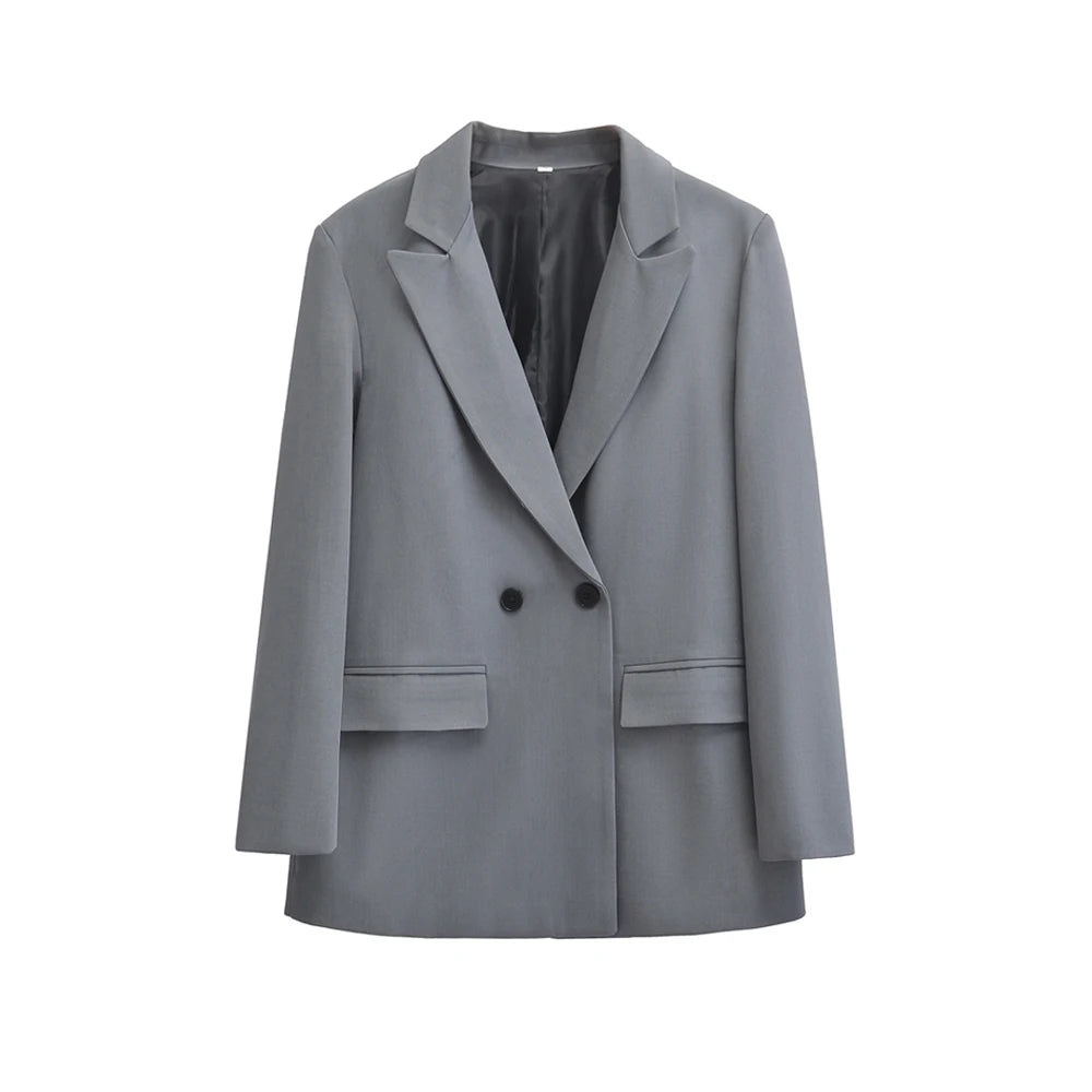 Women's Solid Double-Breasted Blazer