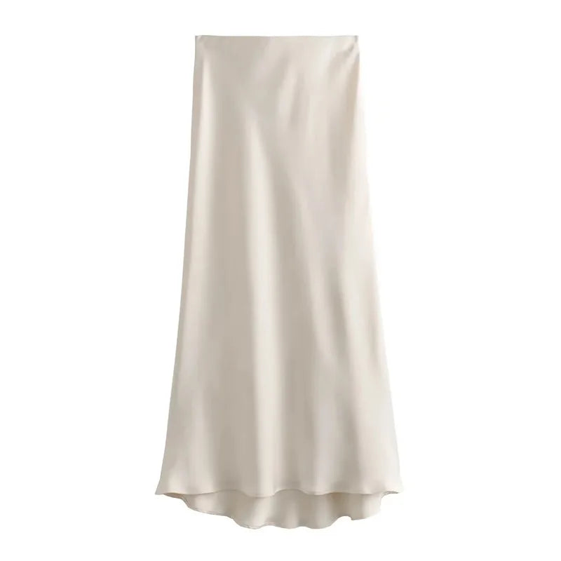 Women's Midi Satin Empire Skirt