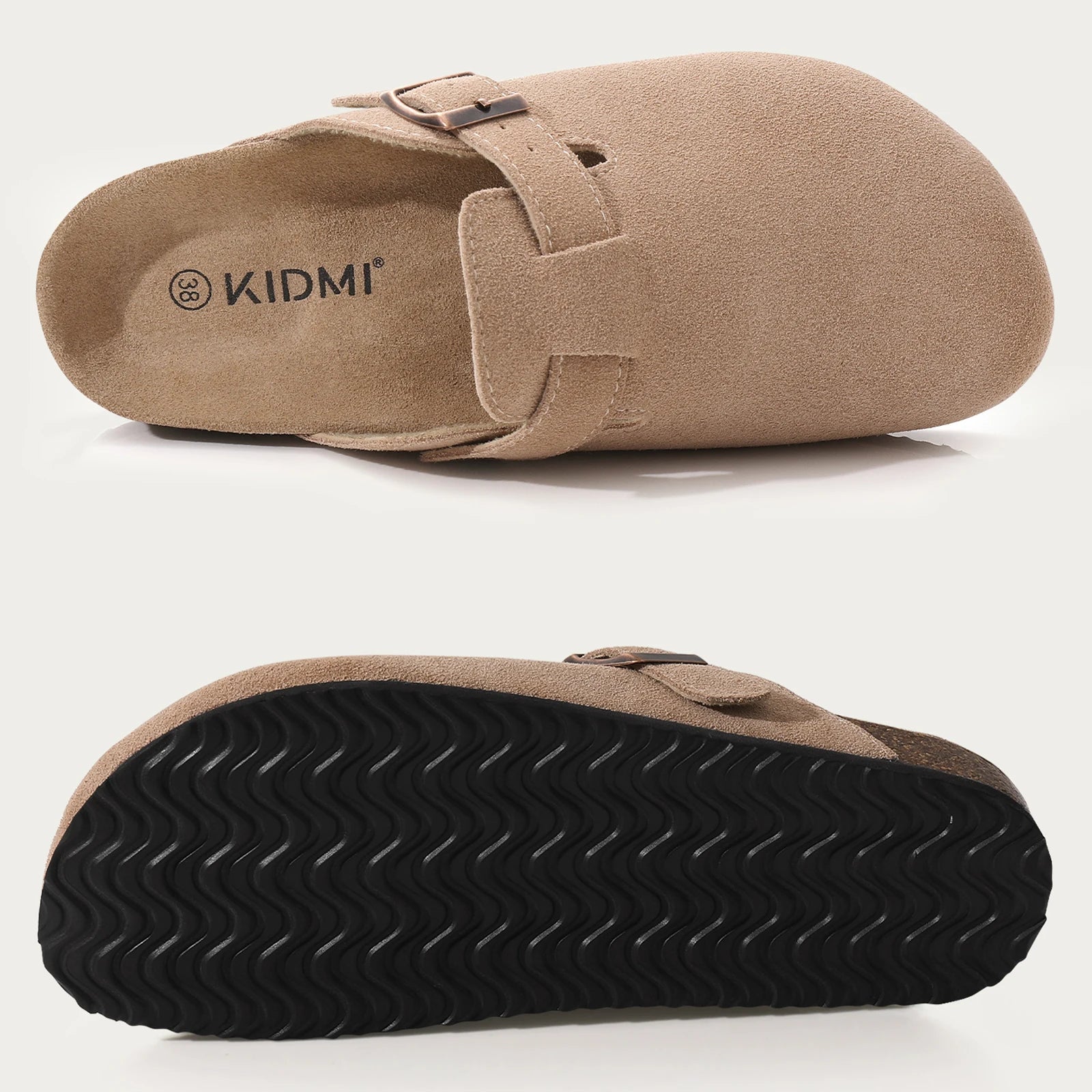 Sophia Pantoletten aus Kork-Wildleder