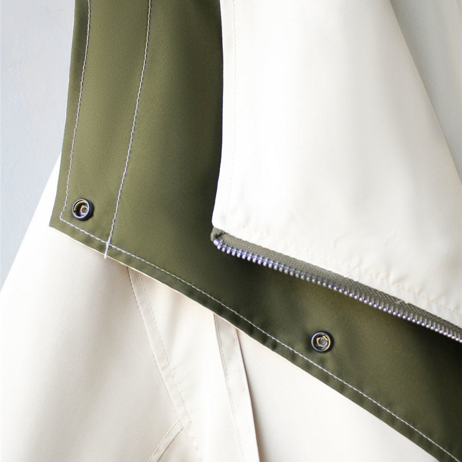 Women's Patchwork Long Trench Coat