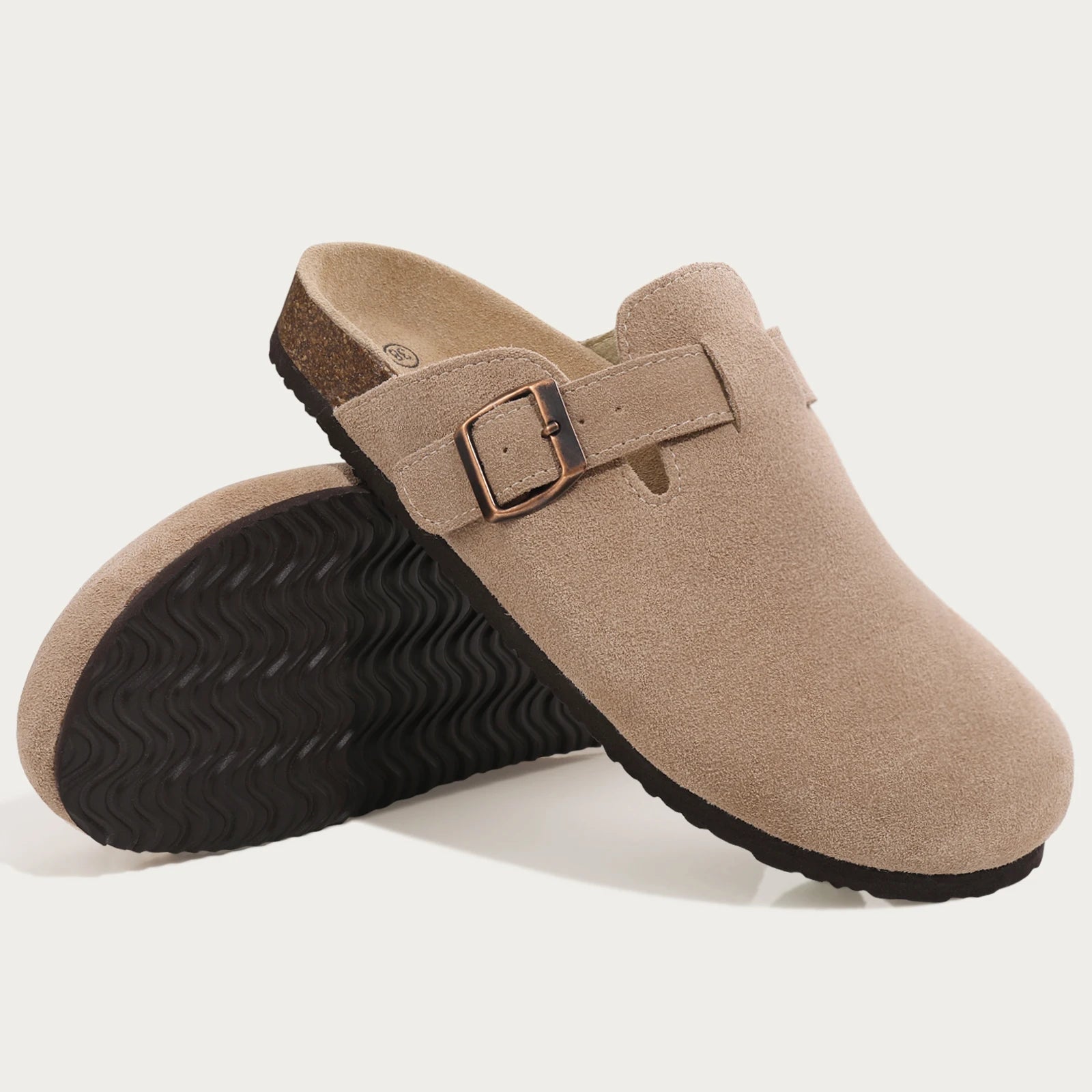 Sophia Pantoletten aus Kork-Wildleder