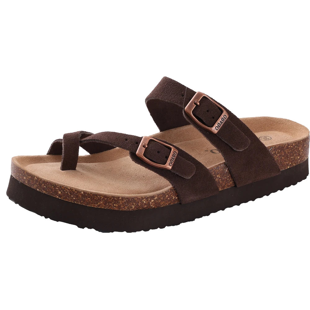 Sophia Pantoletten aus Kork-Wildleder