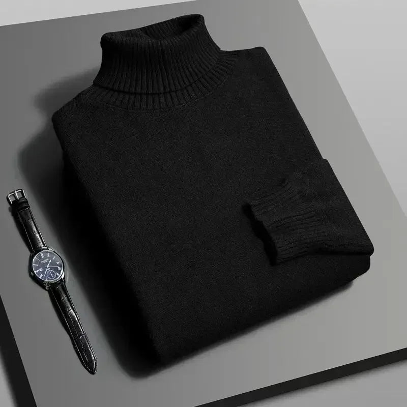 Men’s Turtleneck Sweater – Slim Fit Knitted Pullover for Autumn & Winter