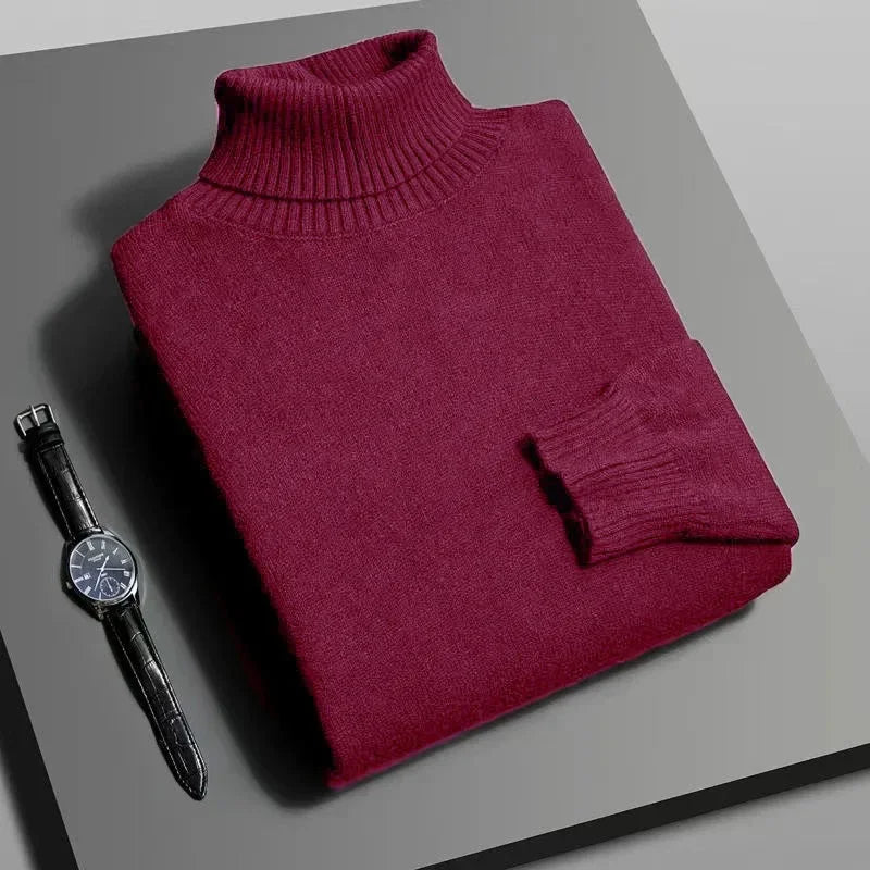 Men’s Turtleneck Sweater – Slim Fit Knitted Pullover for Autumn & Winter