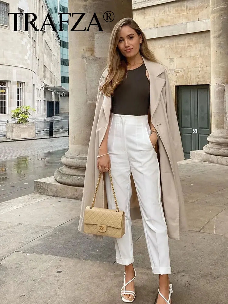 Women Elegant Solid Pencil Pants High Waist Pant For Women Casual Streetwear Woman Trousers Office Wear Chic Pant