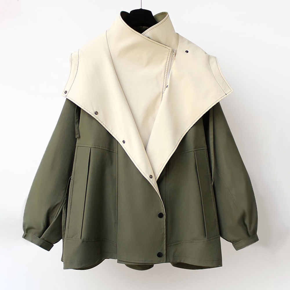 Women's Patchwork Long Trench Coat