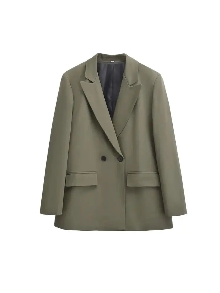 Women's Solid Double-Breasted Blazer