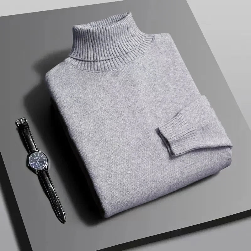 Men’s Turtleneck Sweater – Slim Fit Knitted Pullover for Autumn & Winter