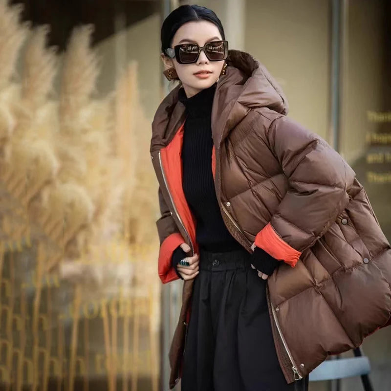 Women's Long Hooded Down Coat