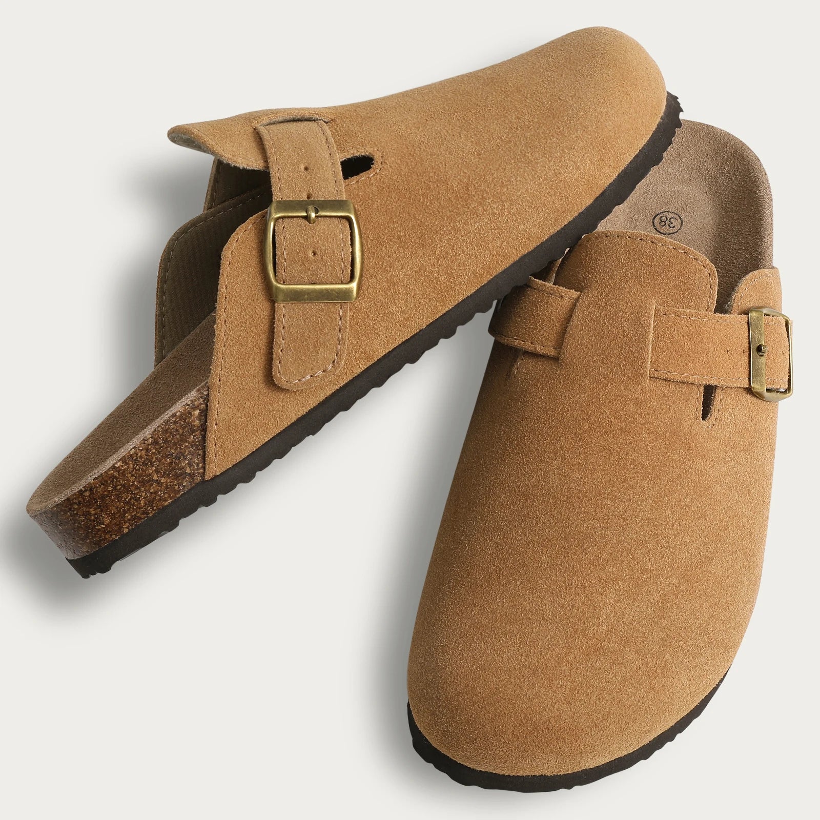Sophia Pantoletten aus Kork-Wildleder
