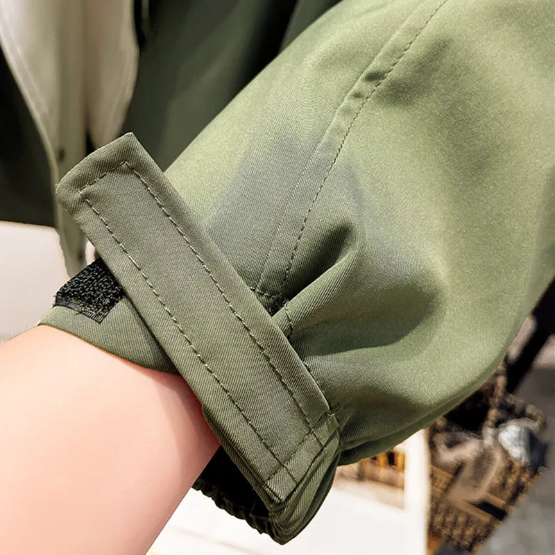 Women's Patchwork Long Trench Coat