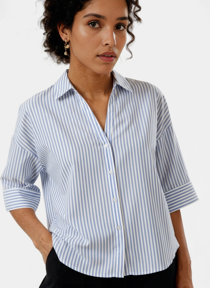 Women's Striped Loose Fit Casual Shirt