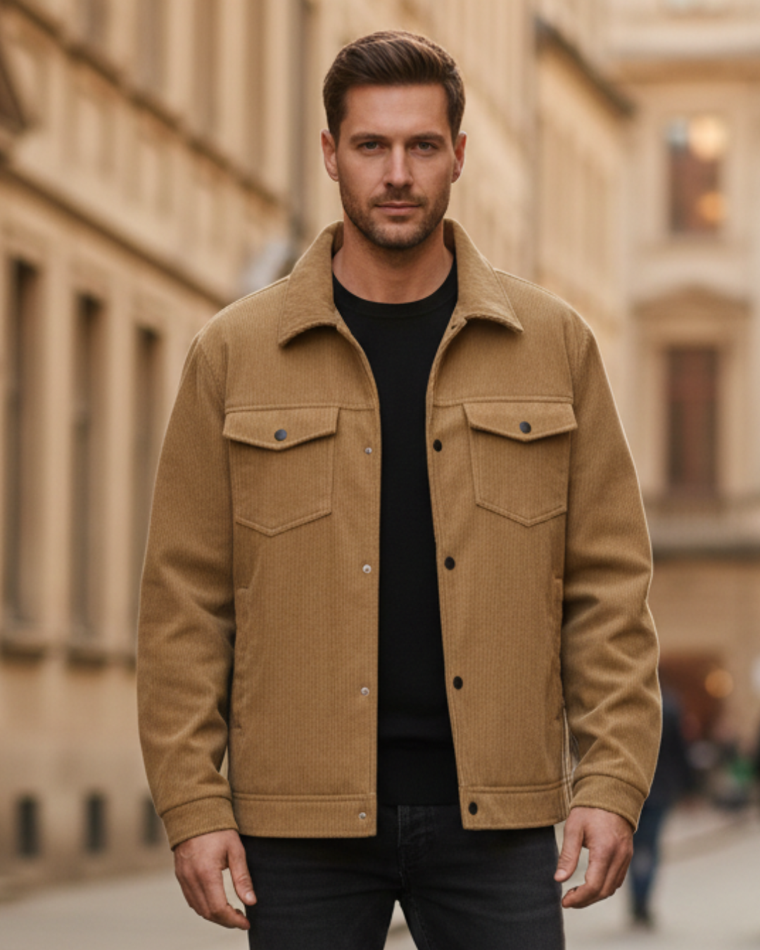 Men’s Corduroy Jacket – Casual Autumn Coat with Multiple Pockets