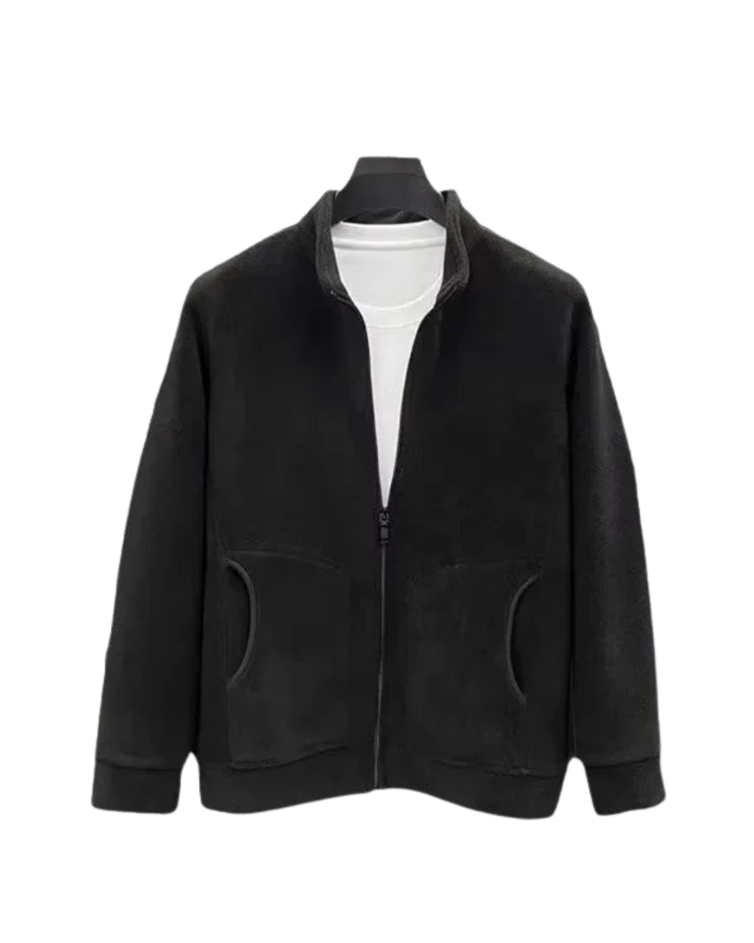 Men’s Fleece Jacket – Double-Sided Stand Collar Plush Coat for Winter