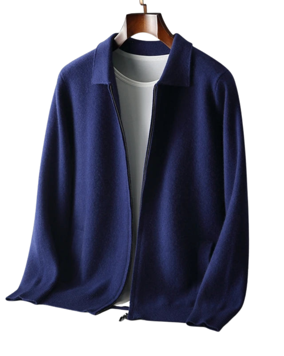 Men’s 100% Cashmere Cardigan – Zip-Up Knit Jacket for Autumn & Winter