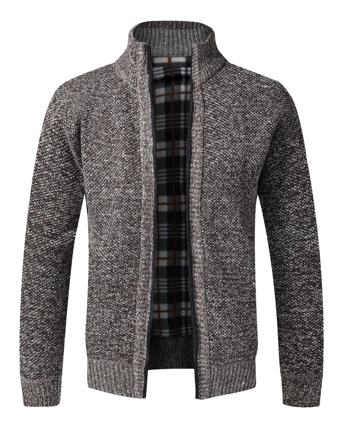 Men’s Fleece Cardigan – Slim Fit Knitted Full-Zip Winter Sweater Jacket