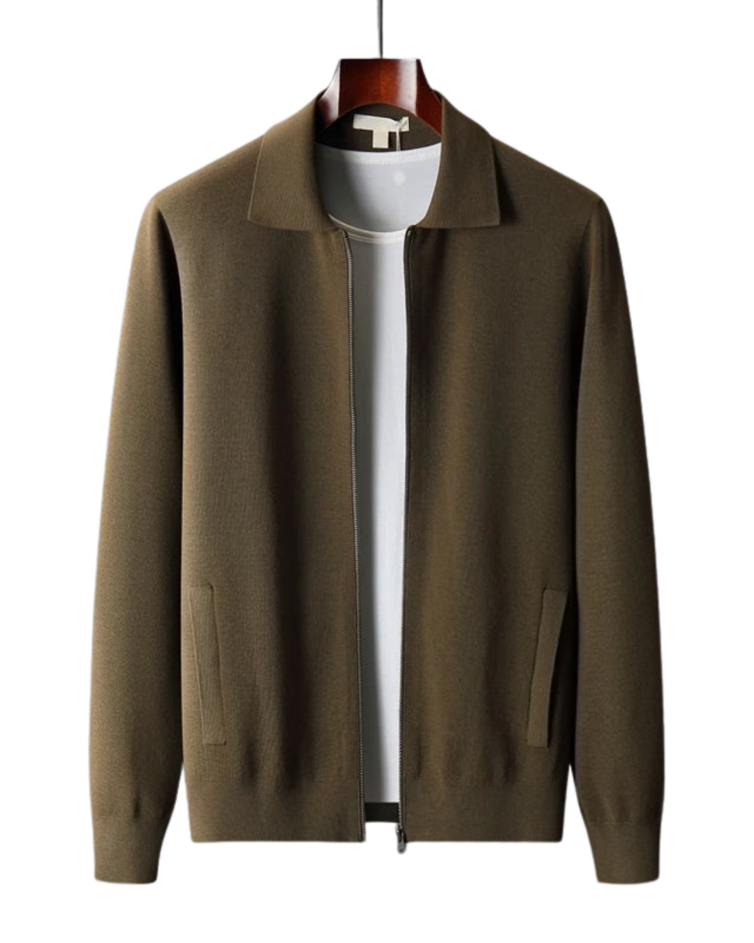 Men’s 100% Cashmere Cardigan – Zip-Up Knit Jacket for Autumn & Winter