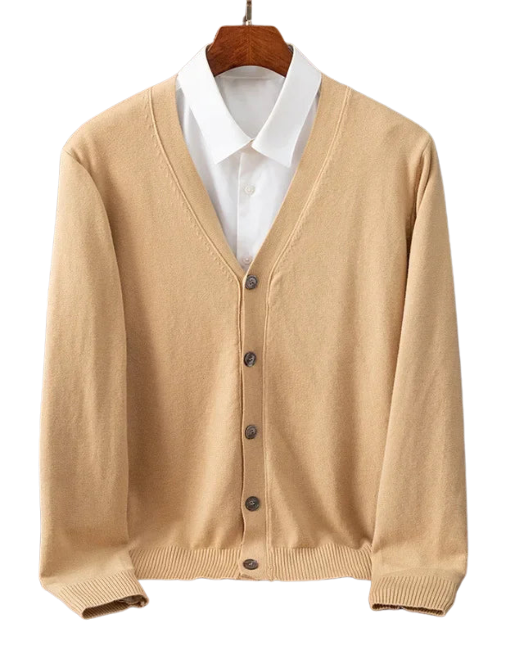 Men’s V-Neck Cardigan – Classic Solid Color Business Casual Sweater