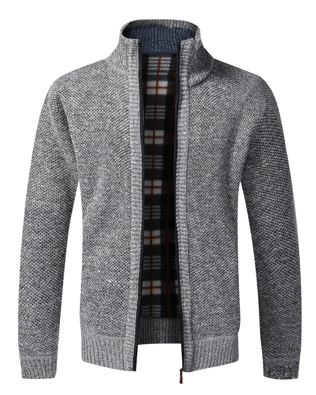 Men’s Fleece Cardigan – Slim Fit Knitted Full-Zip Winter Sweater Jacket