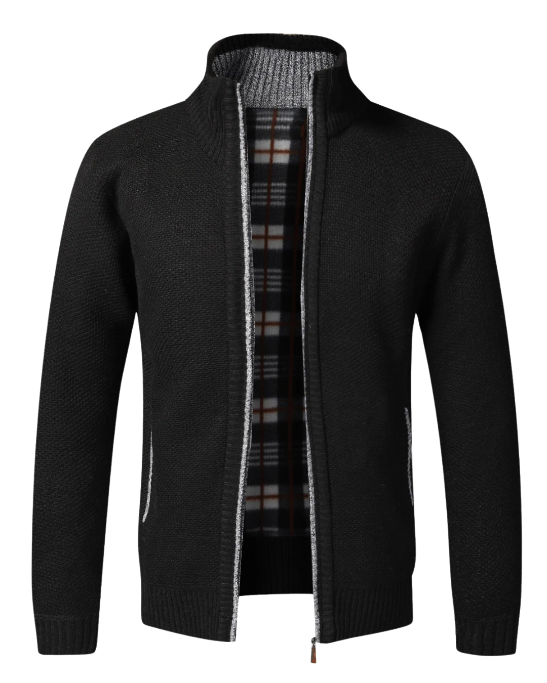 Men’s Fleece Cardigan – Slim Fit Knitted Full-Zip Winter Sweater Jacket
