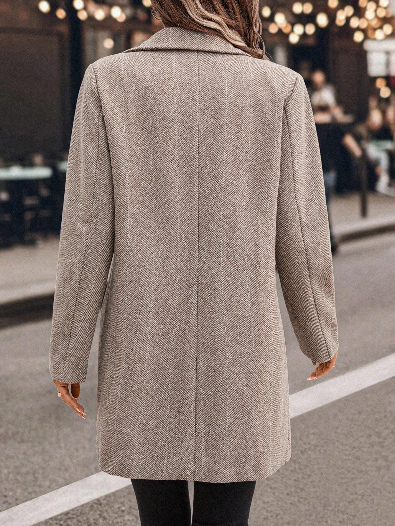 Eva Herringbone Wool Coat