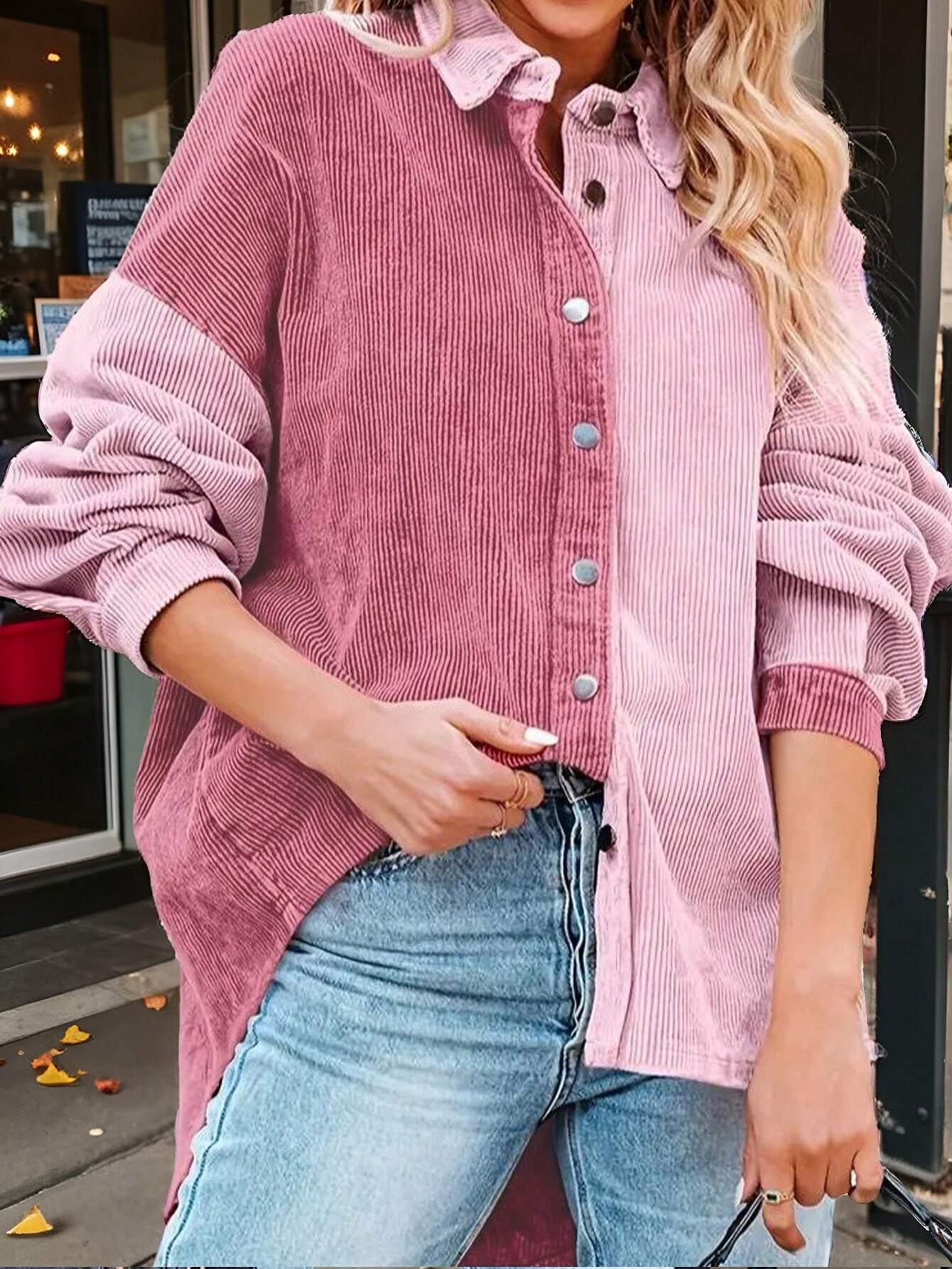 Mia Contrast Button-Up Shirt