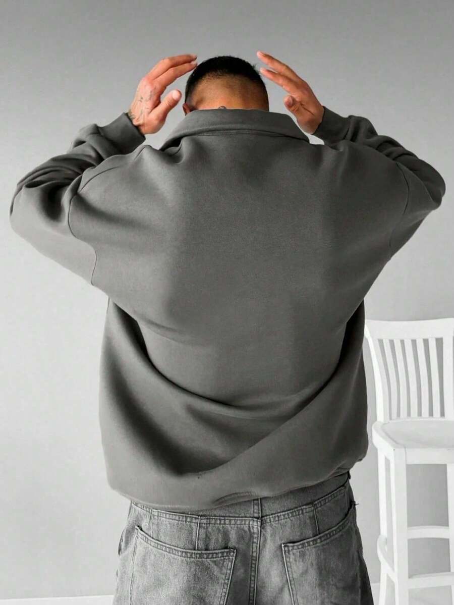 Men’s Polo Collar Shirt – Loose Fit Long Sleeve Business Casual Top