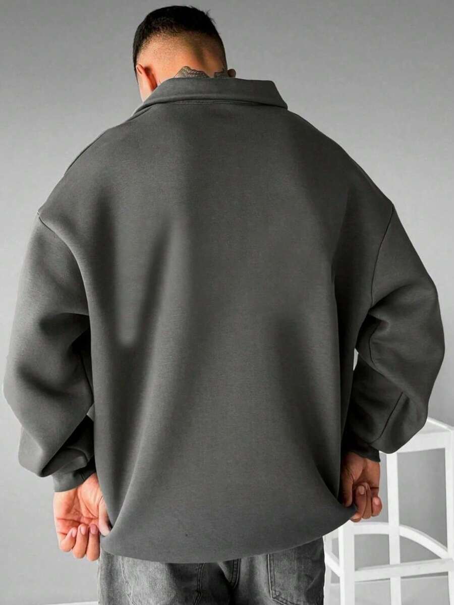 Men’s Polo Collar Shirt – Loose Fit Long Sleeve Business Casual Top