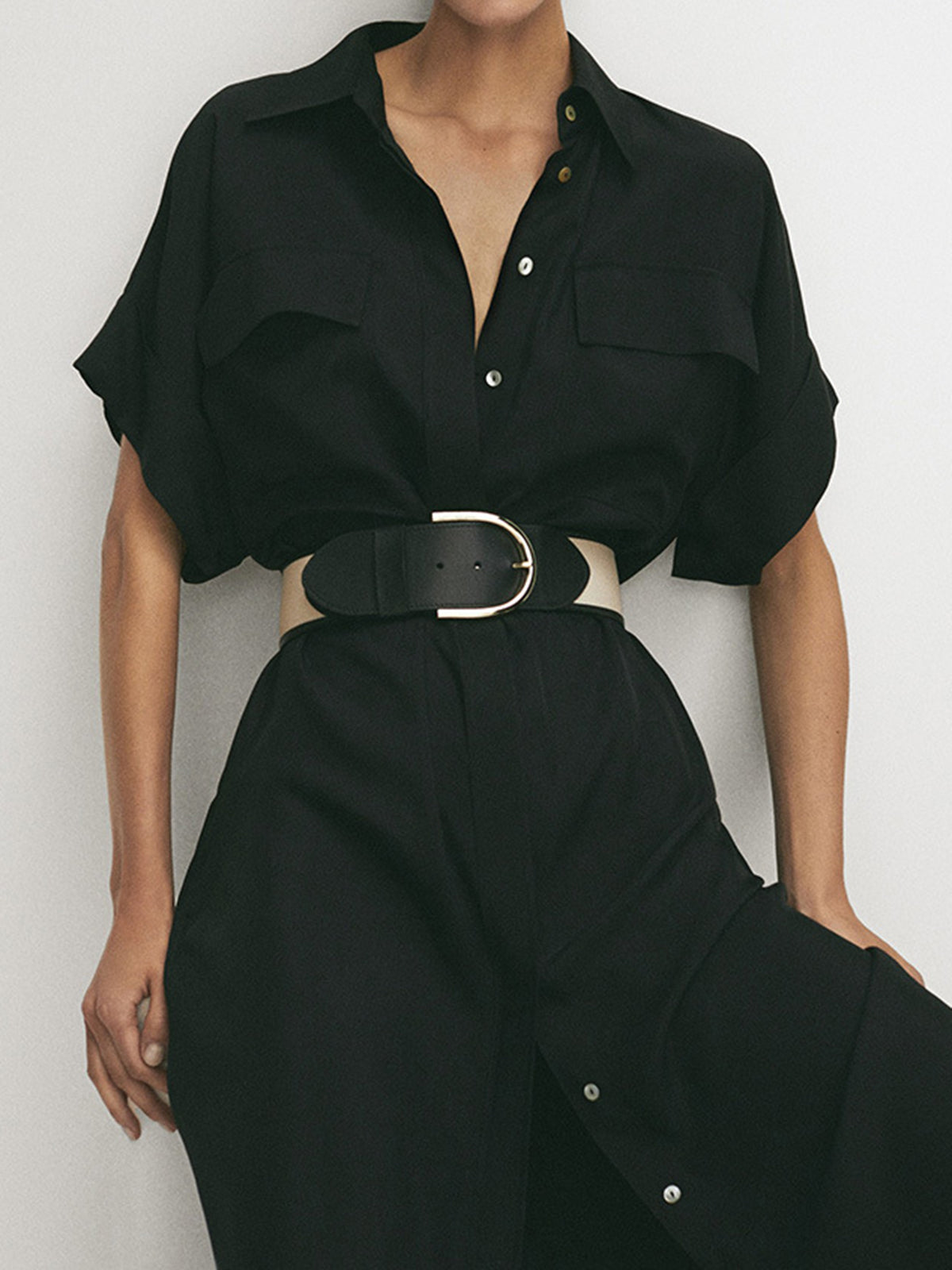 Myriel – Midikleid mit Polotaschen und Bindeband 