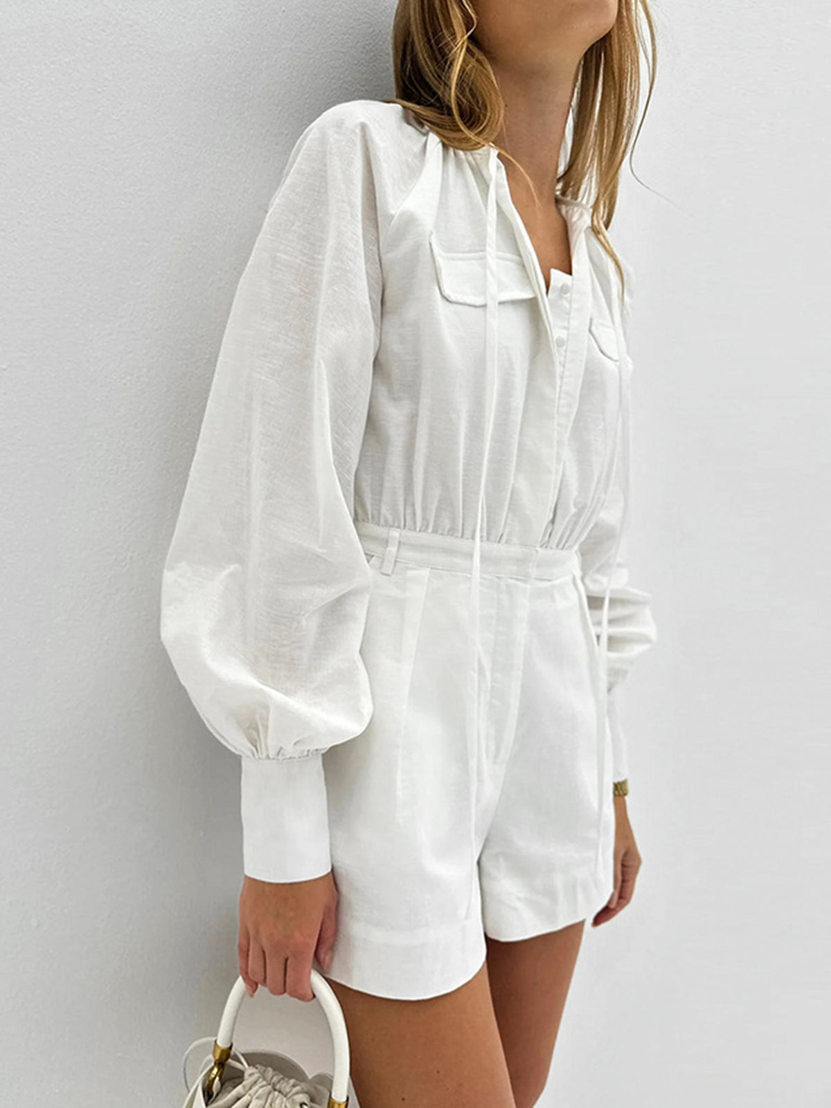 Xylys Kort Jumpsuit i Ren Bomull med Pocket 
