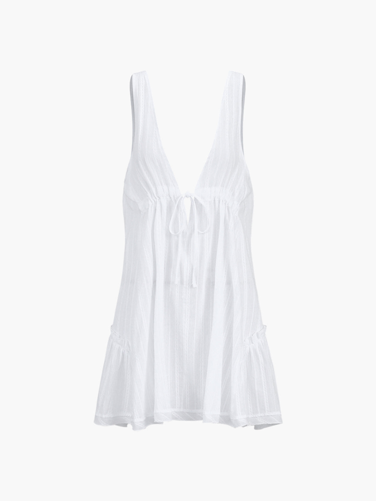 Halbtransparentes, kurzes Kleid „Maveth“ aus reiner Baumwolle mit offenem Rücken 