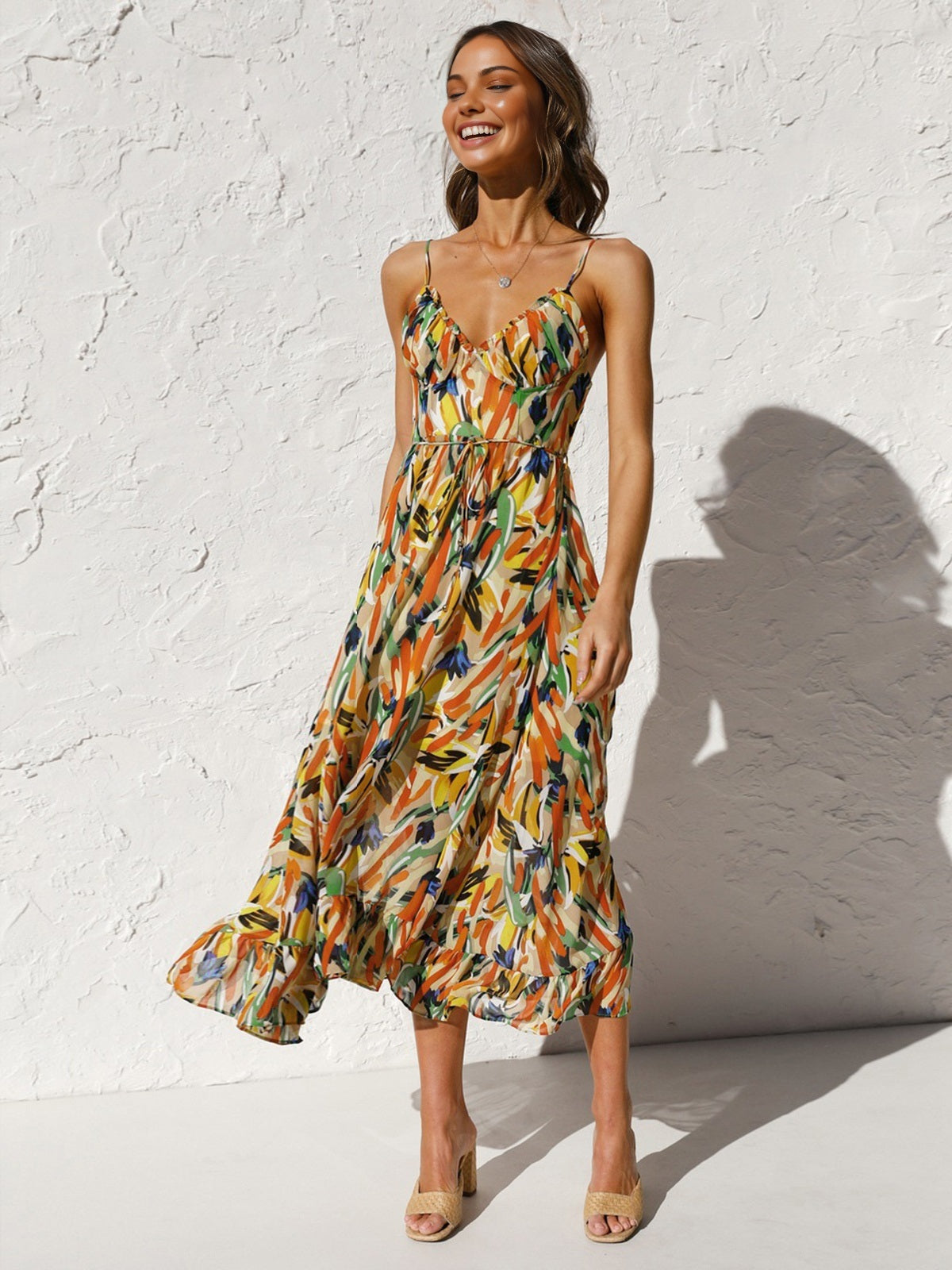 Loria – Camisole-Midikleid mit mehrfarbigem Print